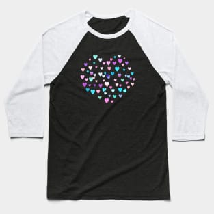 Valentines Multicolored Love Hearts Gum Pink Baseball T-Shirt